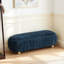 Banc d'appoint ovale rembourré de 55 pouces avec rangement, couvercle rabattable et pieds en bois massif-1414967719