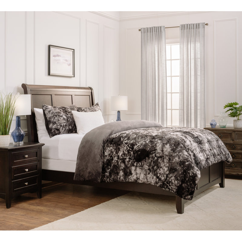 Ultra Soft Cozy Fuzzy Duvet Cover Set, Twin Duvet Cover + 1 Sham, Gray