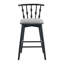 Tabouret de bar d'intérieur en bois Doria, finition noire avec revêtement gris, ensemble de 4