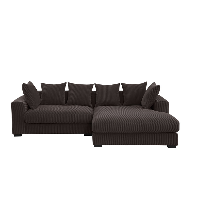 Oakham Corduroy Upholstered Sectional, Dark Chocolate Corduroy