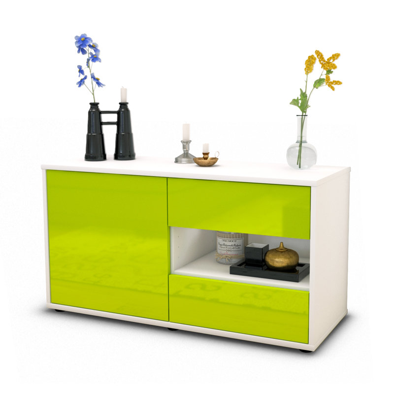 Dallin 92cm W 2 - Drawer Chest of Drawers, High-gloss Green / Matte White