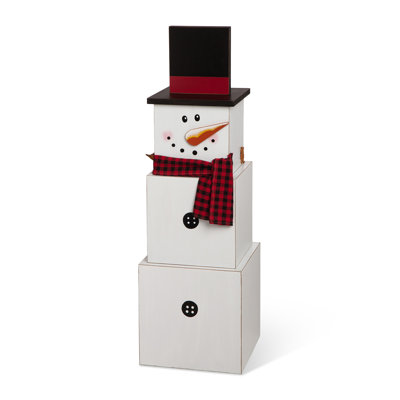 36"H Wooden Snowman Double-edge Porch Decor