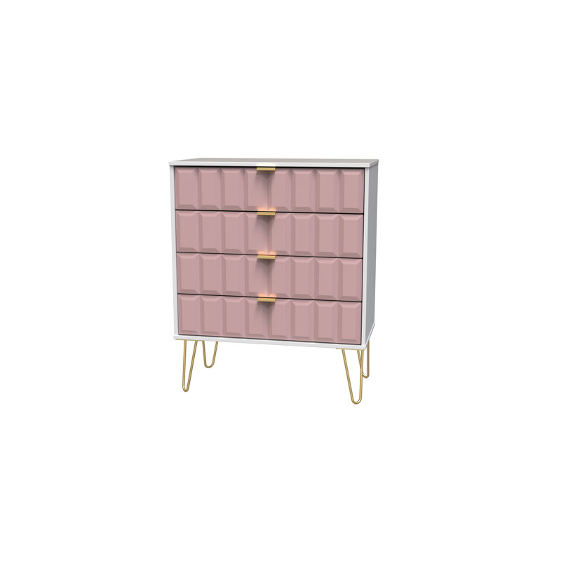 Allem 77cm W 4 - Drawer Chest of Drawers, Kobe Pink/White