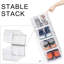 Boîte de rangement pour chaussures Waytrim, boîte de présentation pliable transparente, bacs de rangement empilables, boîte de 6, blanc, très grand
