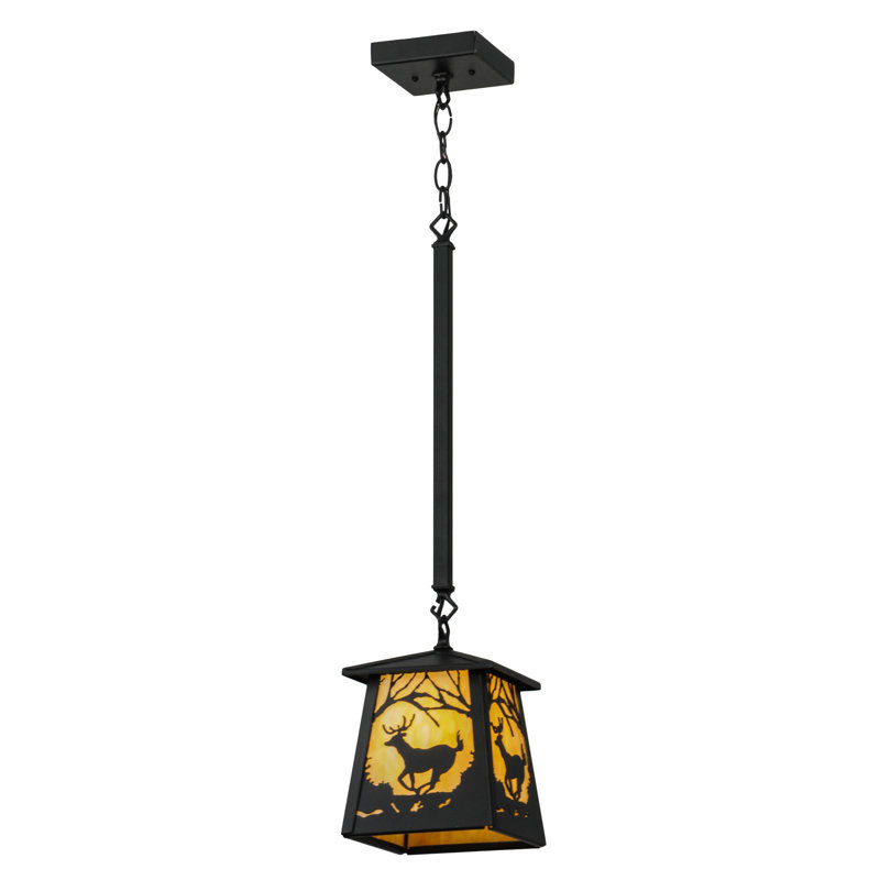 Luminaire suspendu géométrique 1 lumières lanterne, Noir texturé