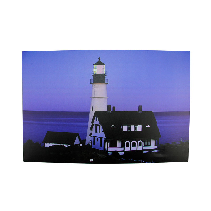 LED Lighted Dusk Lighthouse Seaside Scene Canvas Wall Art