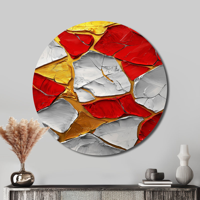 Toledo - reproduction d'art moderne en métal rouge, H 16 po x l 16 po