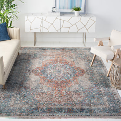Tapis oriental bleu / rouille