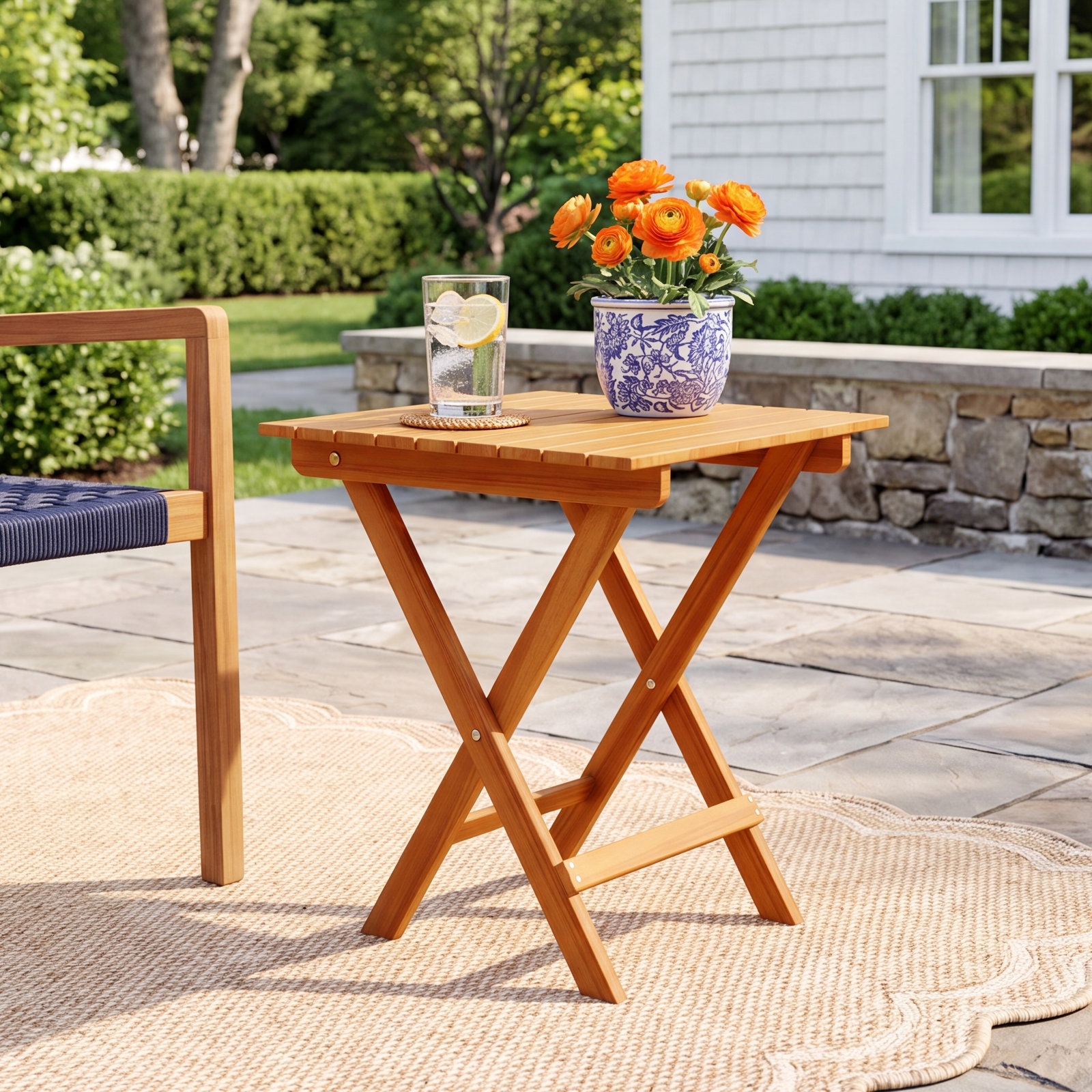 Danika 16'' Fliptop Outdoor Side Table, Brown