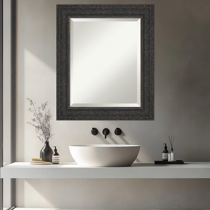 Miroir mural de salle de bain Attic, 25,5 po x 21,5 po, Noir