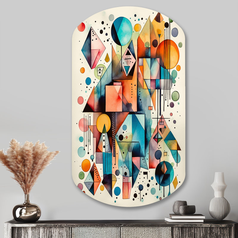 «Famie», impression géométrique asymétrique bleue, H 43 po x l 23 po x P 1 po