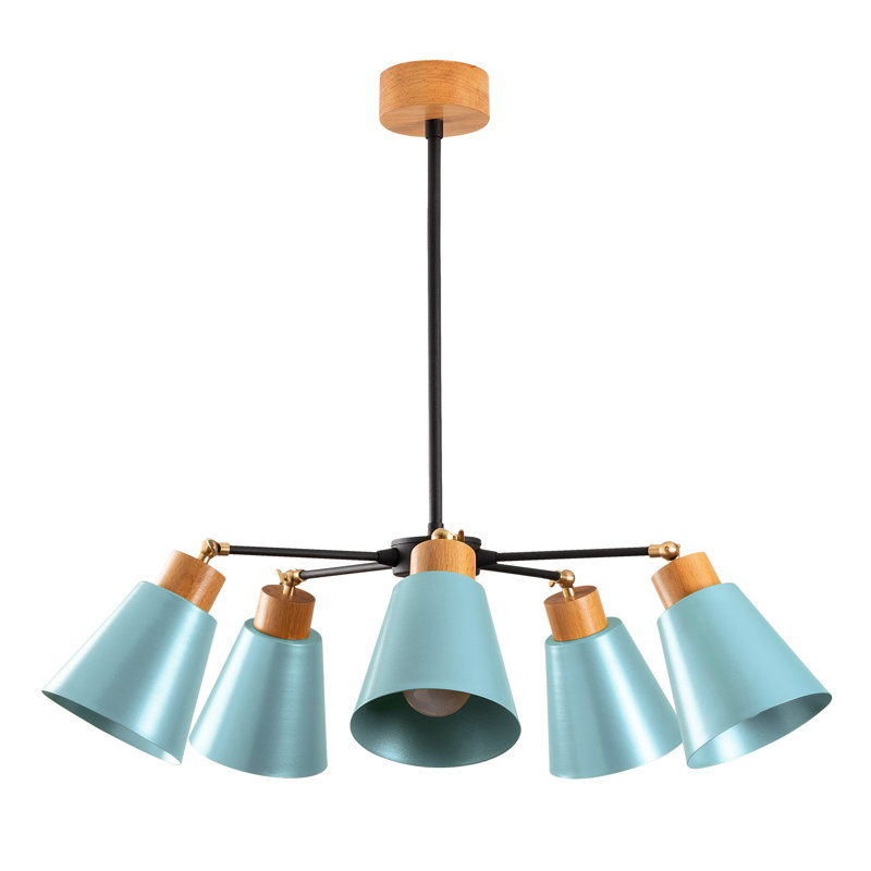Luminaire suspendu conique à 5 lumières Seren, Turquoise
