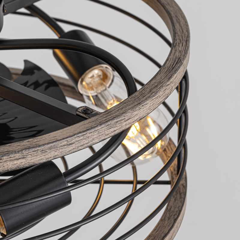 Ventilateur de plafond en cage 20 "avec luminaire et télécommande Kiarrah