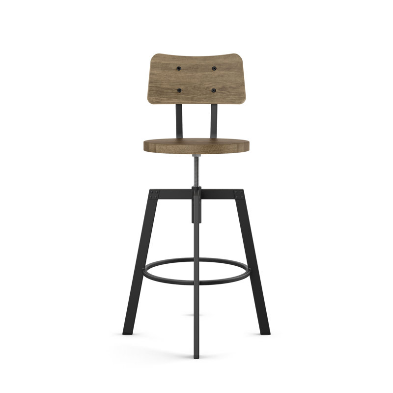 Tabouret pivotant en bois massif Buth, Naturel