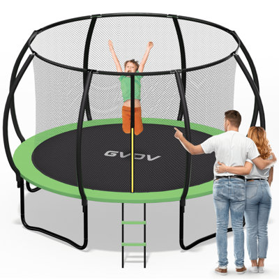 10 Ft Kids Recreational Trampoline W/ Safety Enclosure – Indoor & Outdoor Use