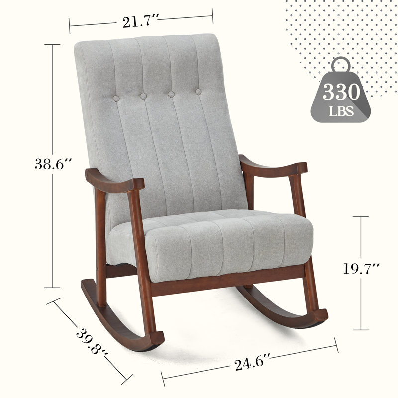 Chaise berçante avec pieds en bois massif, Gris