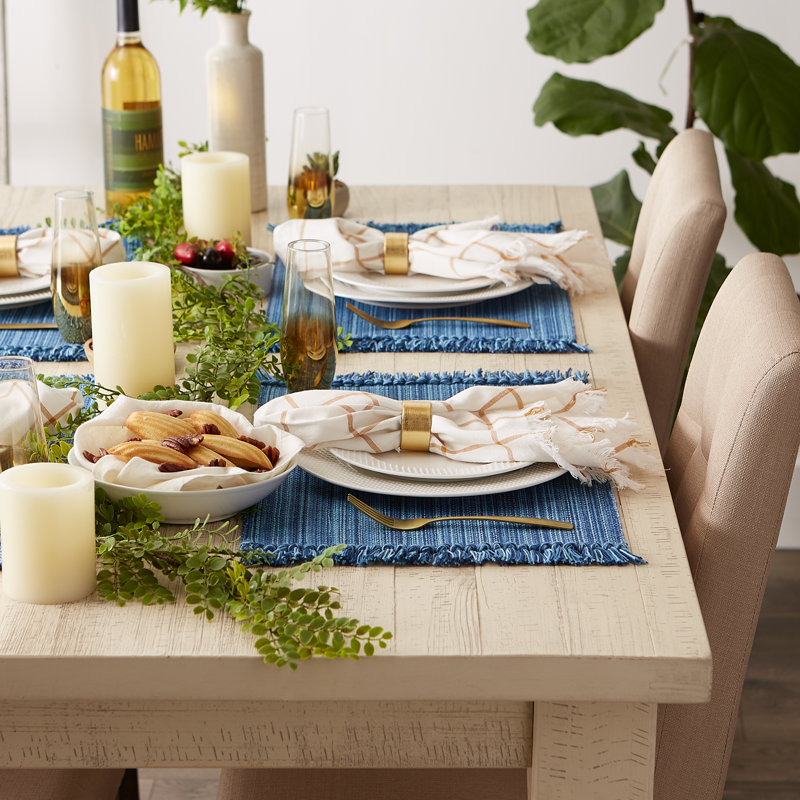 Ensemble de napperons en coton Wieland, Bleu nautique, Couleur unie