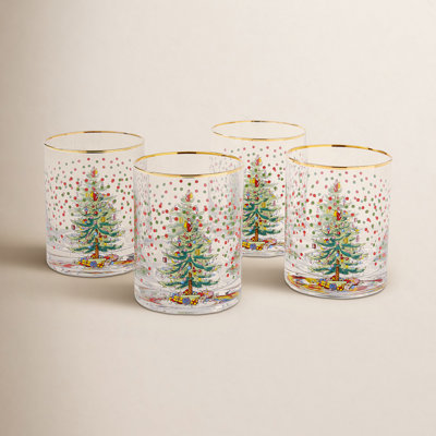 Christmas Tree Polka Dot Whiskey Glass