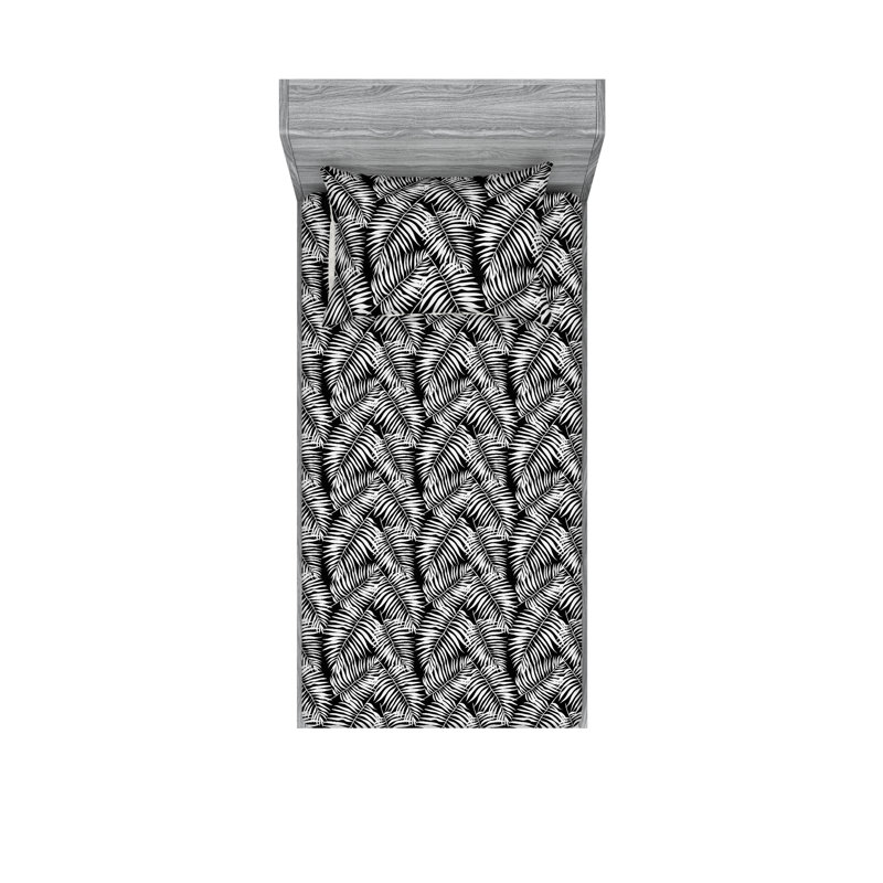 Microfiber Floral Sheet Set, Black, Twin Sheet Set with 1 Pillowcase