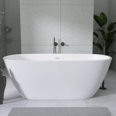 65" x 30" Freestanding Soaking Acrylic Bathtub