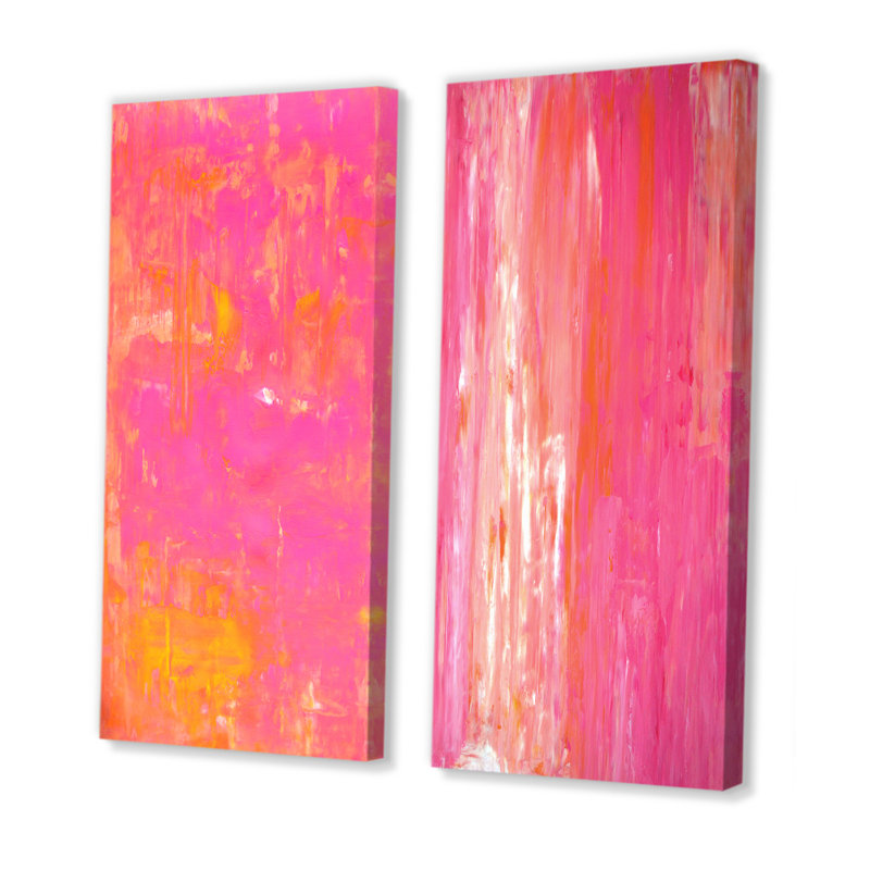 "Orange and Pink Colorfields", ensemble de 2 photographies sur toile, Toile tendue, H 20 po x l 24 po x P 1 po