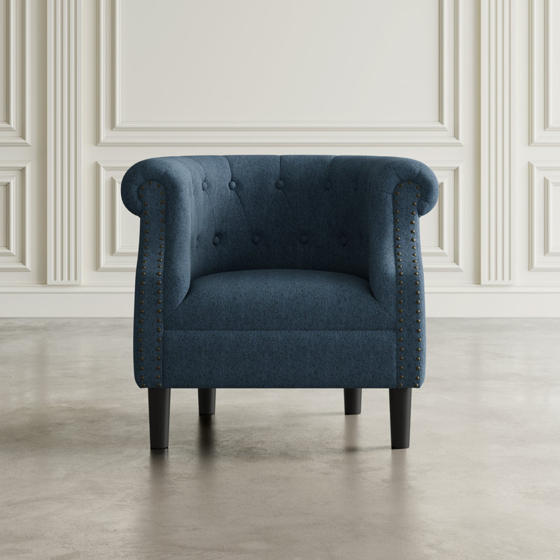 Alling Upholstered Barrel Chair, Blue 100% Polyester