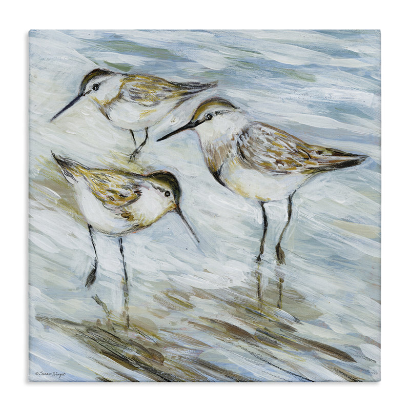 «Wetlands Sandpiper Trio», art mural par Susan Winget, H 17 po x l 17 po