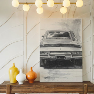 Wall Art Canvas Porsche 911 Pencil Sketch Monochrome Rear View Automotive Art Ready To Hang Gallery Wrapped Home Decor Modern Design