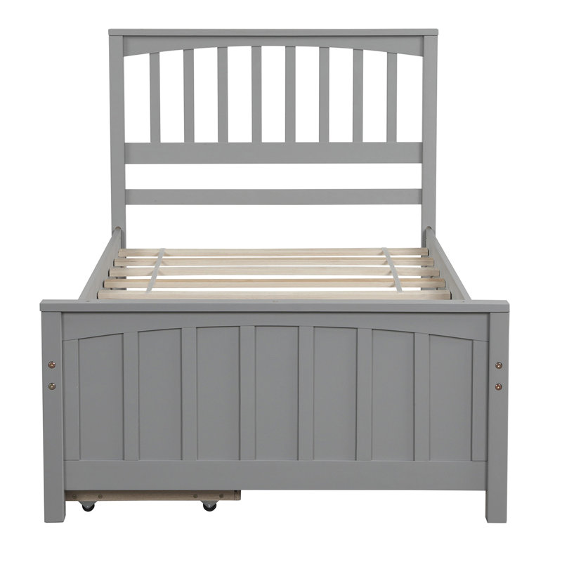 Santa Monica Platform Bed with Two Drawers, Grey