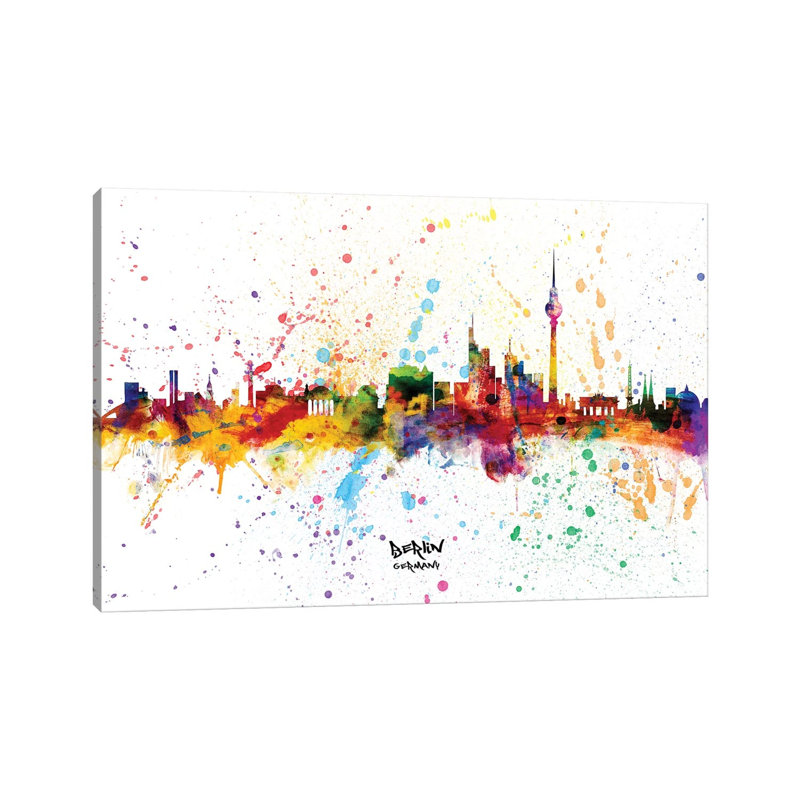 Berlin Germany Skyline Splash - Wrapped Canvas Painting, 66.04 cm H x 45.72 cm W