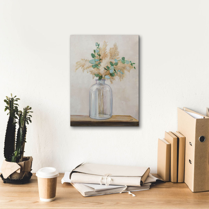 «Pampas and Eucalyptus Bouquet» par Julia Purinton, art mural sur toile, H 16 po x l 12 po x P 0,75 po