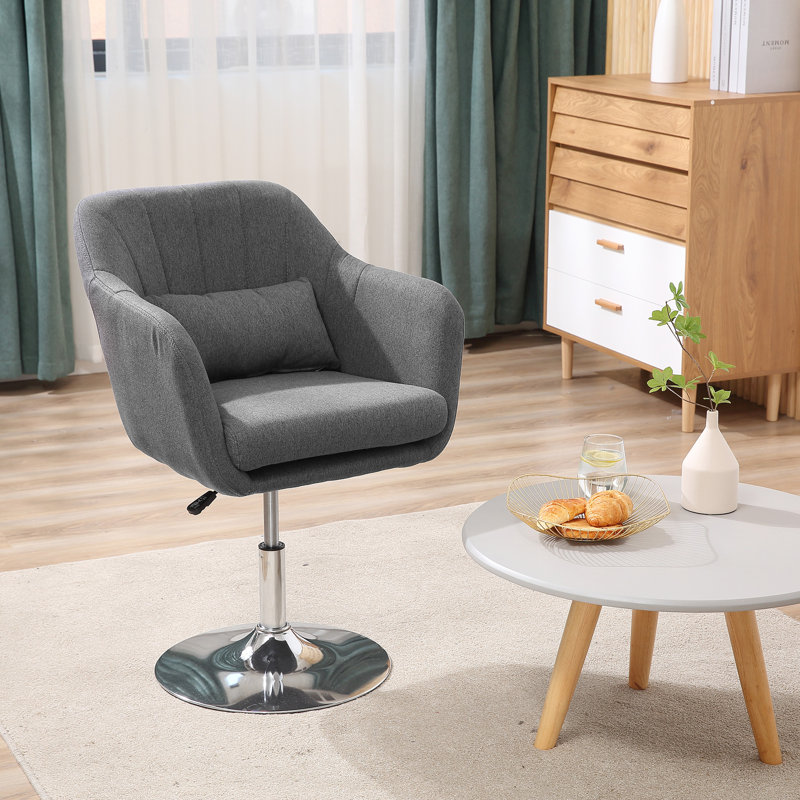 Upholstered Accent Chair, Dark Grey Linen