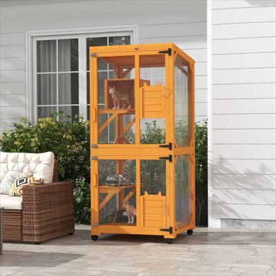 Maison de chat polyvalente avec aire de repos élevée et fonction de mobilité