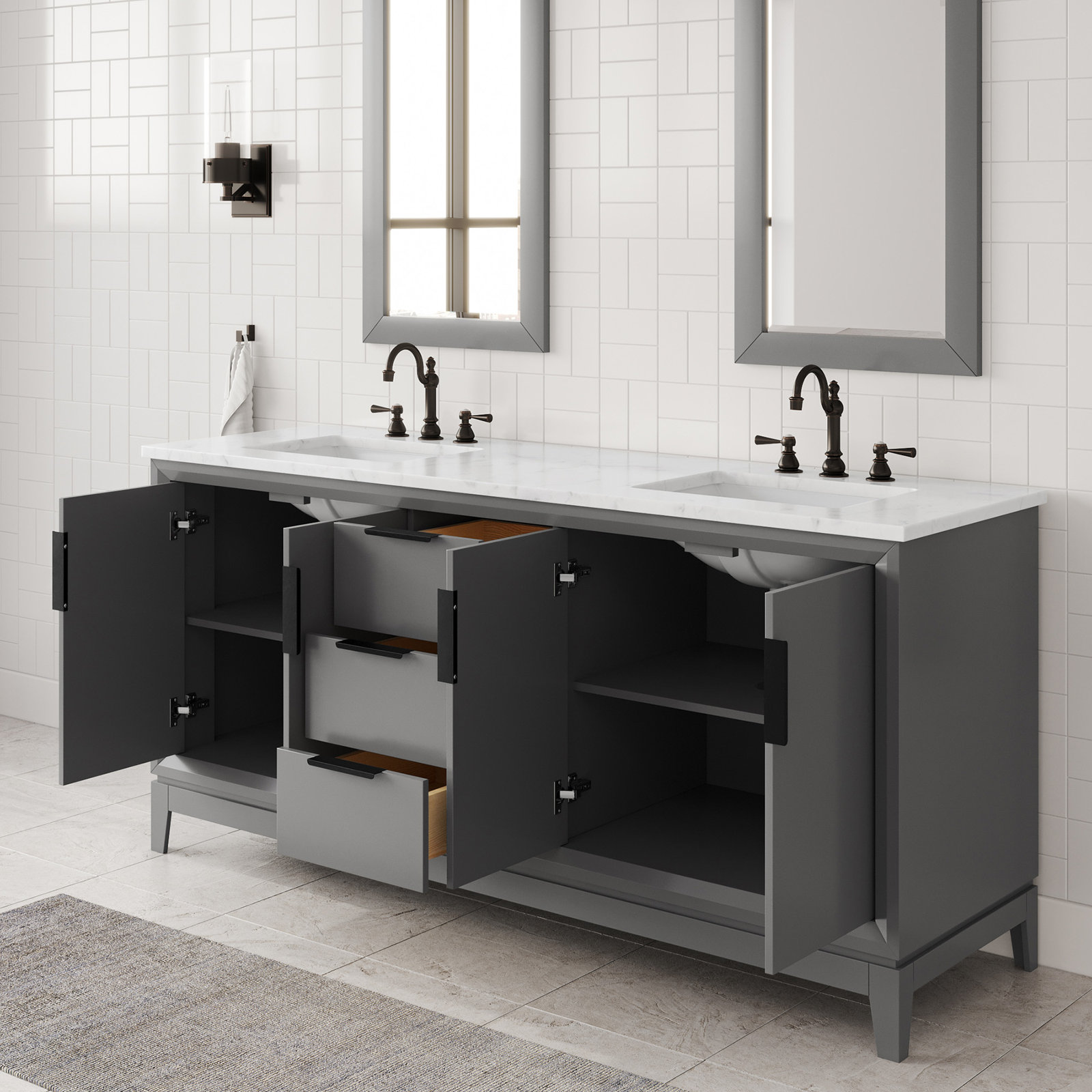 Belmar 72'' Double Bathroom Vanity, Cashmere Gray