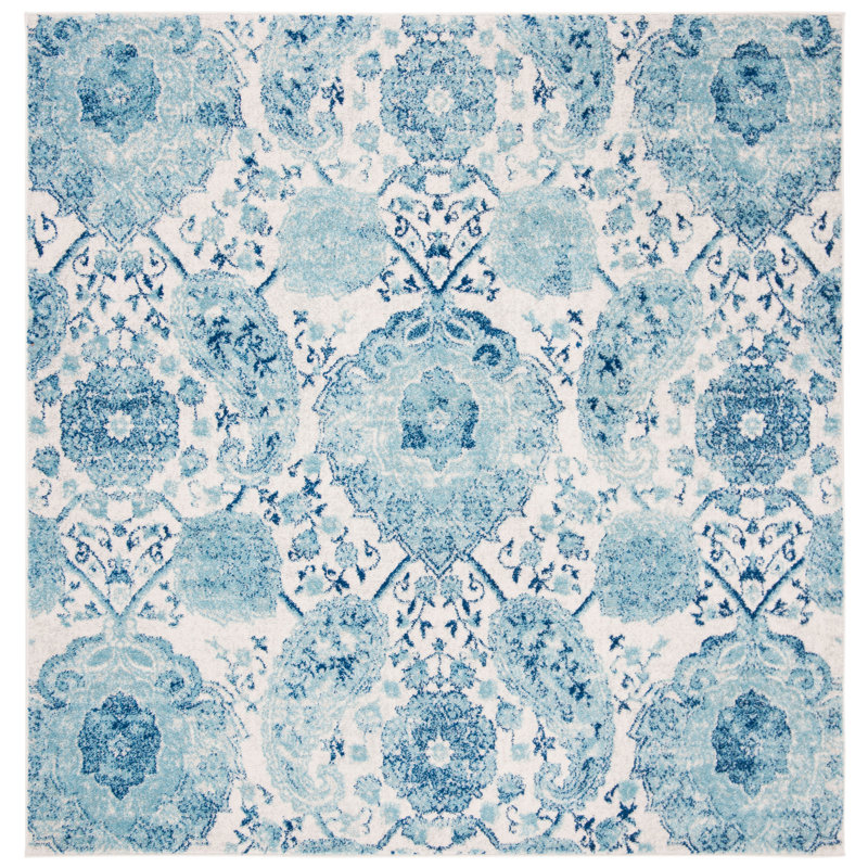 Tapis performance à motif cachemire Mitch, Carré 6 pi 7 po