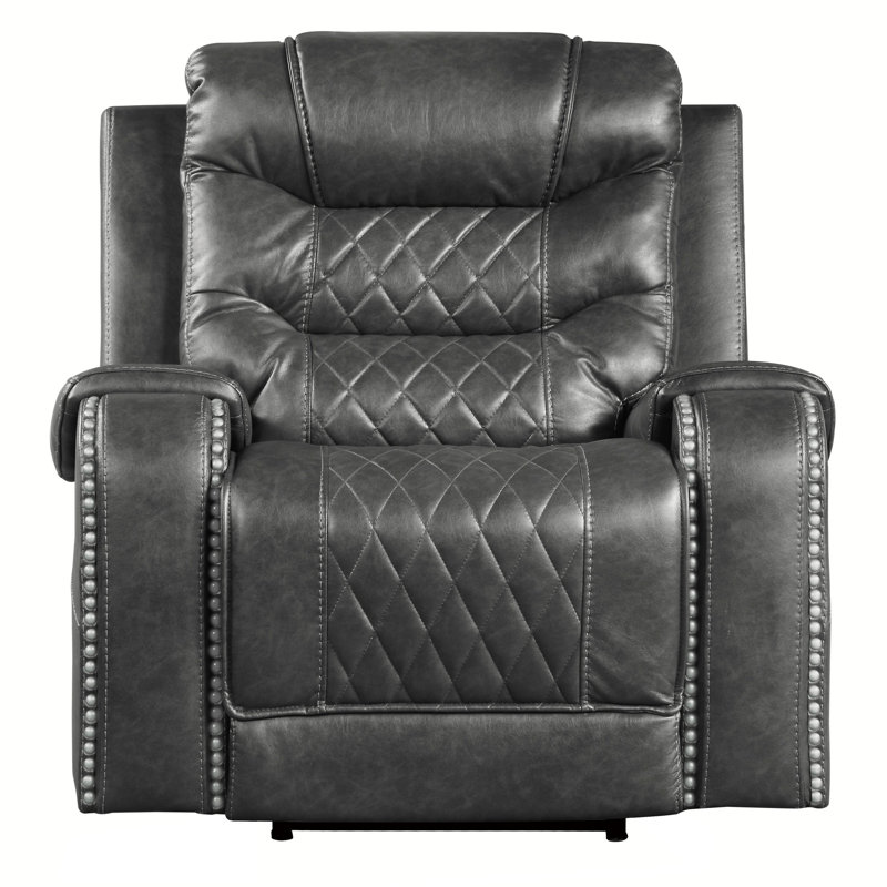Natilynn Faux Leather Power Recliner, Gray