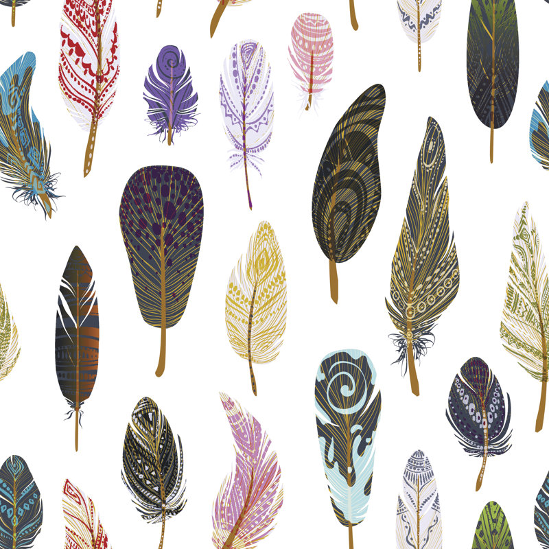 Bird Feathers Pattern 1 Piece Wrapped Canvas Wall Art, 76cm H x 76cm W x 3.8cm D