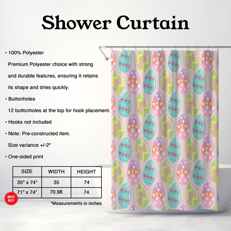 Rideau de douche 1 pièce Colorful Hatch, H 74 po x l 71 po