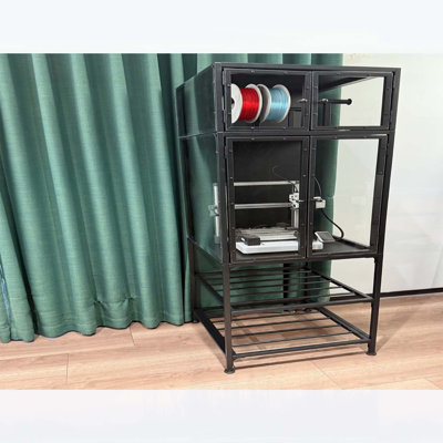 Armoire pour imprimante 3D avec rangement de filament double couche, tige en T, anti-bruit et anti-poussière pour studio et bureau