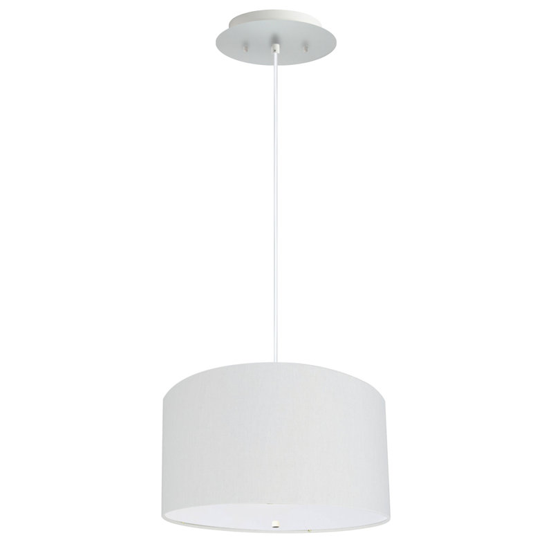 2 - Light Single Pendant, Textured Oatmeal, 10" H x 18" W x 18" D, White