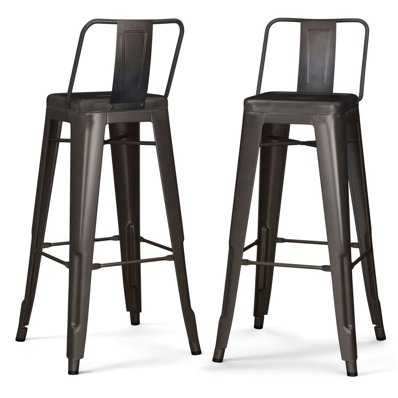 Tabouret en métal Rayne, Tabouret de bar (siège d'une hauteur de 30 po), Gris bronze, 2