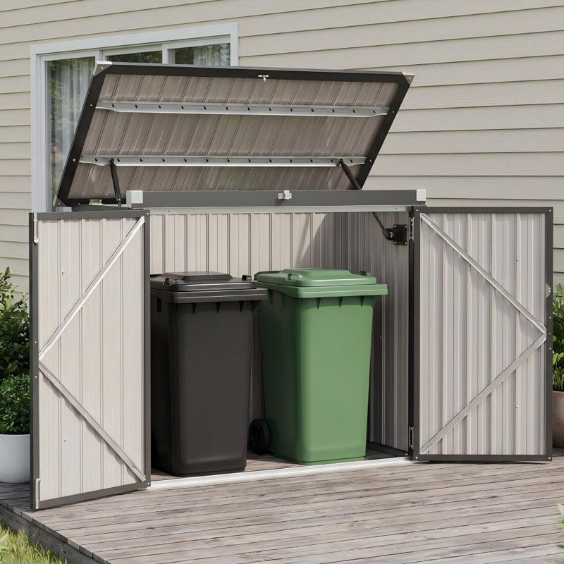  5 Ft. W X 2.6 Ft. D Galvanized Steel Horizontal Garbage Shed