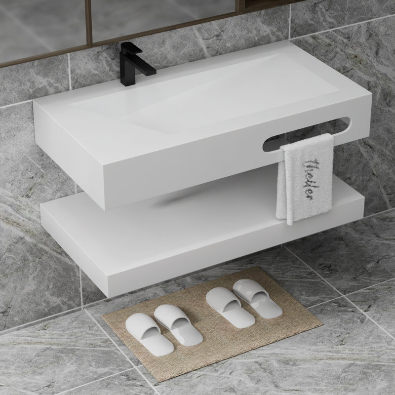 Meuble-lavabo mural 40 po x 19 po, Beige