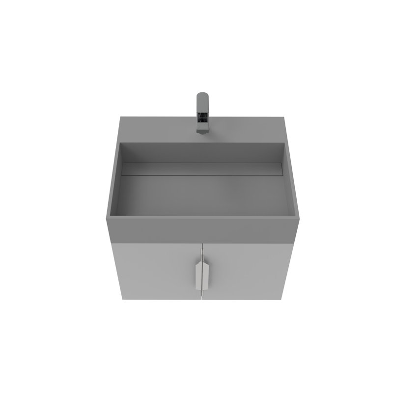 Ensemble de meuble-lavabo simple 24 po avec surface solide Amazon, Gris, Gris, Nickel brossé