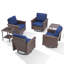 Ensemble de chaises pivotantes en osier pour l'extérieur 6 pièces avec tables d'appoint-1370210661