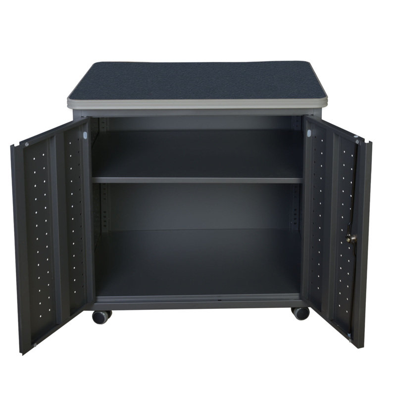 Pasqual Steel Mobile Locking Utility/Fax/Copy Table 30" X 23.25" - Grey, Gray/Gray