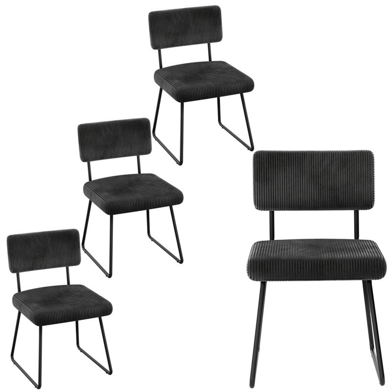 Chaise d'appoint rembourrée en velours Nikitia, Noir, noir, noir, noir