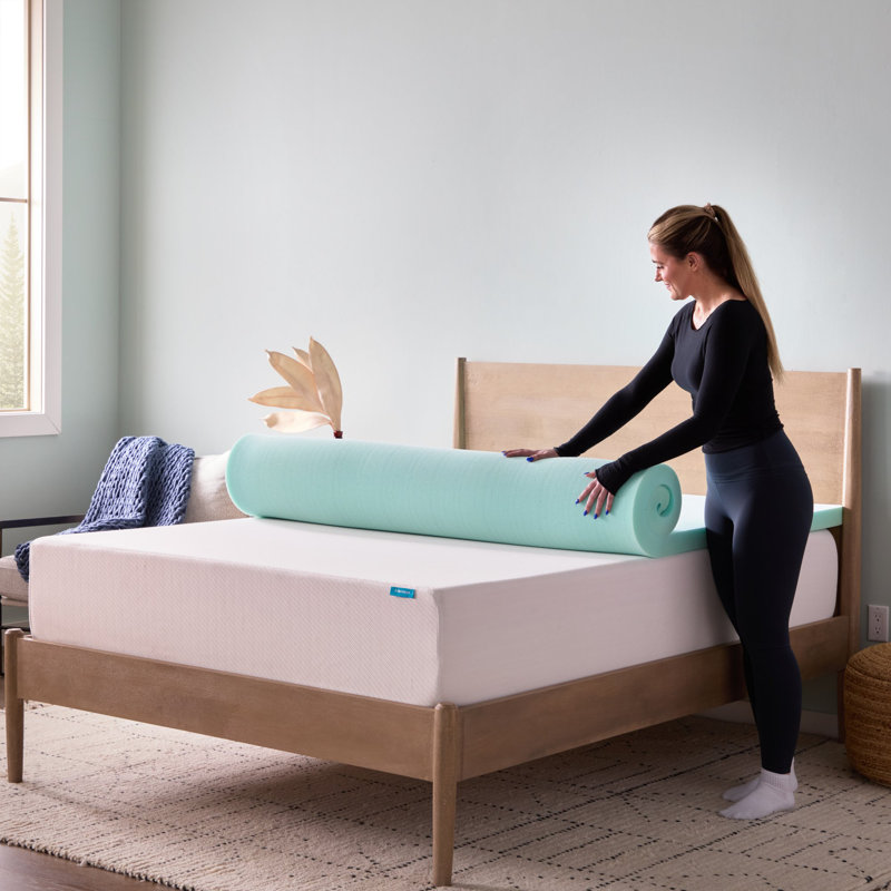  2" Cooling Gel and Green Tea Memory Foam Mattress Topper - Queen, 2 Inch, Queen