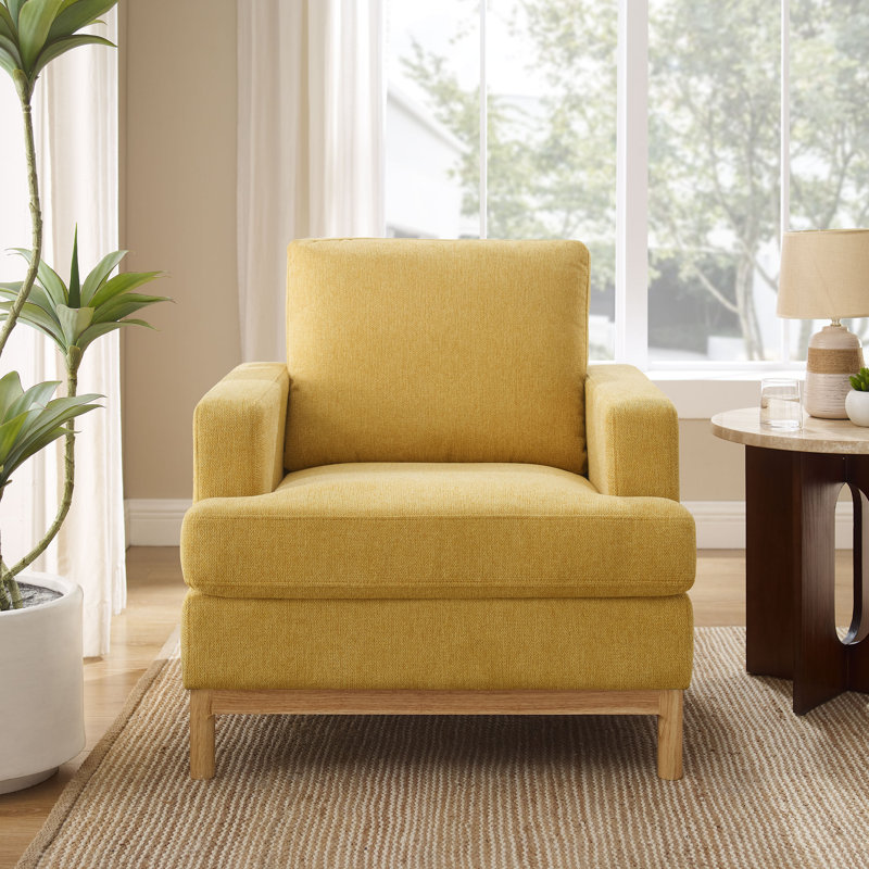 Deandrew 33.5'' Wide Accent Chair, Daisy Yellow Polyester Twill