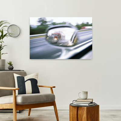 Reflection Of A Truck In The Side View Mirror Of A Vehicle Contemporary Wall Art